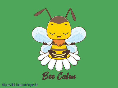 Bee calm design animal bee bumblebee cartoon character cute happy insect kawaii