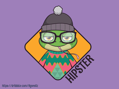 Hipster frog design amphibian animal cartoon cool frog funny glasses hipster sweater toad