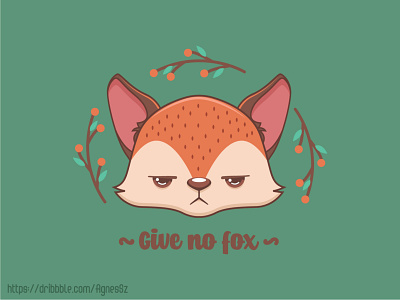 Give no fox pun design animal art cartoon character cool cute design flower fox fun funny illustration kawaii pun sly vector