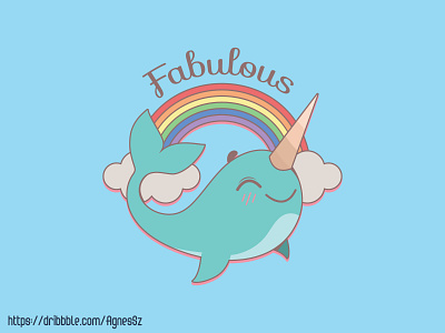 Fabulous sea unicorn design animal art cartoon cute design fabulous funny happiness happy kawaii marine narwhal rainbow sea sea unicorn sealife
