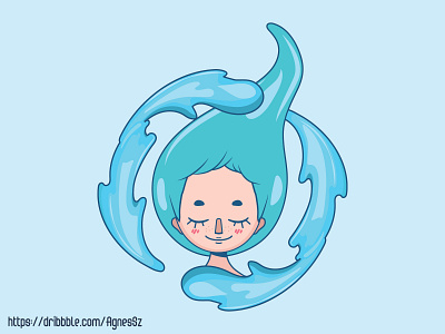 Stylized girl depicting the water element art beauty cartoon character design element expression female fluid girl human illustration nature stylized water woman