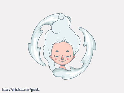 Stylized girl depicting the air element air art beauty character design element expression female girl happy human illustration nature stylized wind woman