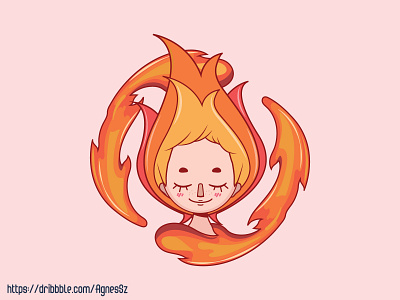 Stylized girl depicting the fire element art beauty burn character design element expression female fire girl happy human kawaii nature stylized woman