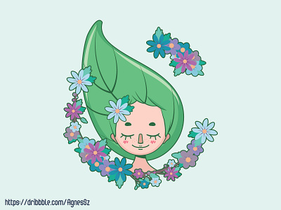 Stylized girl depicting the earth element beauty character design earth element expression female flower girl happy human leaf nature soil stylized tree woman
