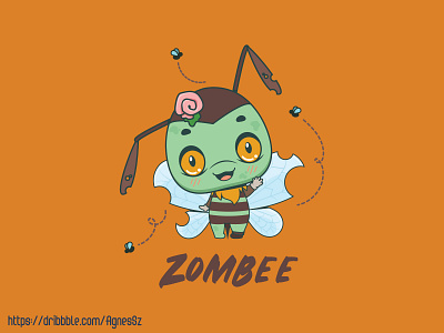 Zombee pun design animal bee brains bumblebee cartoon character decay horror insect pun rotten zombee