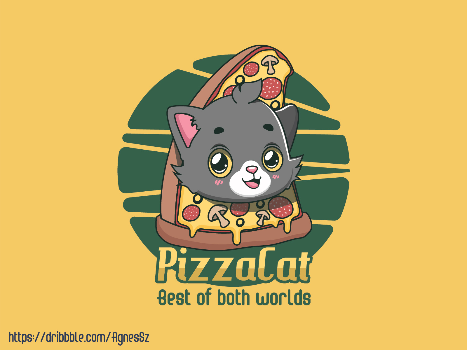 Kawaii pizza cat design by AgnesSz on Dribbble