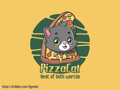 Kawaii pizza cat design animal art cat cheese crust cute delicious food funny happy humor kawaii kitten kitty pepperoni pizza pizzacat slogan