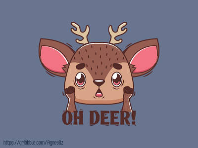 Oh Deer! pun animal art cartoon character cute deer design funny happy kawaii pun reindeer