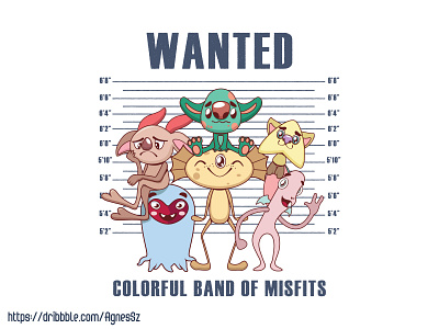 Wanted - Misfits (Vote please, link in description) art cartoon character cute design friend funny happy illustration imaginary kawaii misfit monster wanted