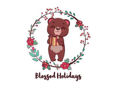 Xmas bear animal bear cartoon celebration character christmas cute festivity funny happy holiday kawaii xmas