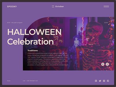 Halloween Traditions calendar halloween hero hero area hero banner landing october slider spooky weekly ui