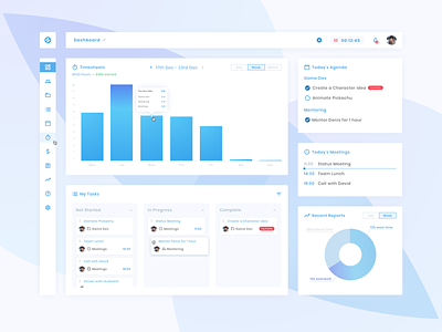 Task Management Tool agenda atomic design calendar cieden ciedenweeklyui collaboration dashboard design graphs kanban light interface planning project management tool scrum sidebar task app task managment timer ux weekly ui