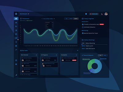 Task Management Tool Night Mode agenda cieden collaboration dark dasboard design graph kanban night mode project management scrum side bar sidenav task management time management weekly ui weeklyui