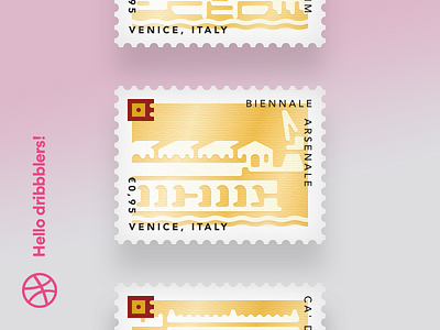 Hello dribbblers! arsenale art biennale gold italy postage stamps travel venezia venice