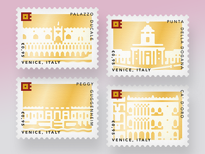 Venice's stamps #2 art ca doro gold italy palazzo ducale peggy guggenheim postage stamps punta della dogana travel venezia venice