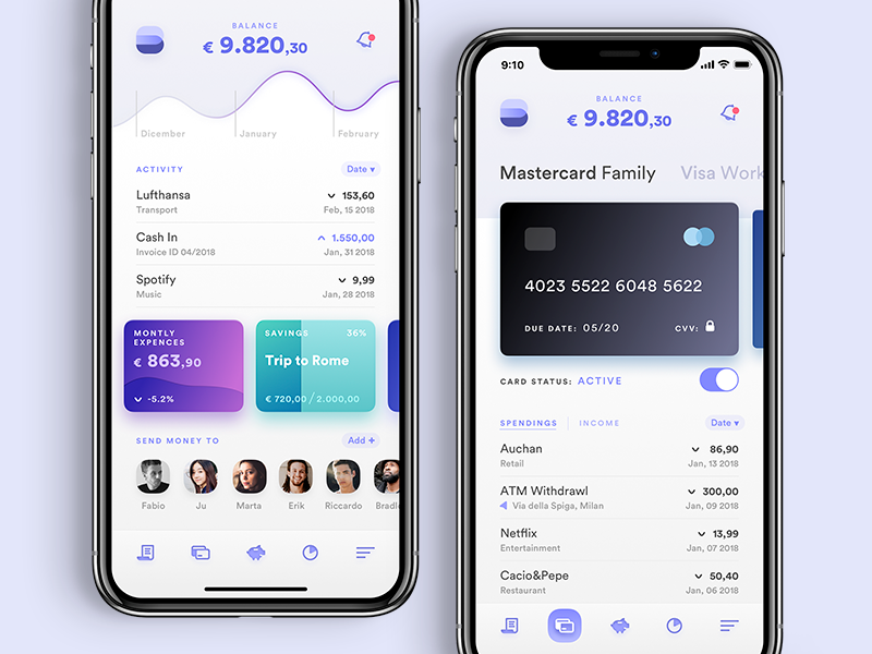 Baank · Fintech app (concept) by Fabio Lucini on Dribbble