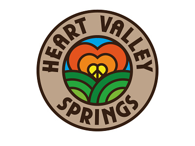 Heart Valley Springs Campground branding circle design flower heart logo sun thicklines typography vector