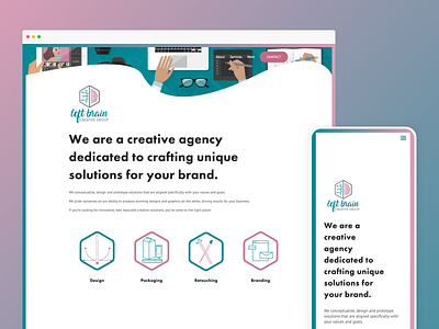 Left Brain Creative – Website design ai ai web design clean hero section pink simple turquoise typography web design website website design