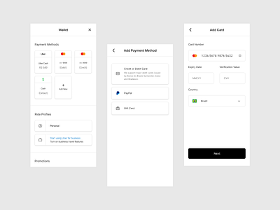 Uber Wallet/Payment Method screen redesign (light)