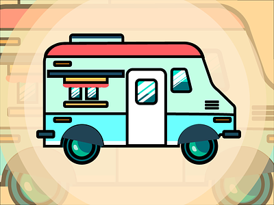 Flat illustration #3 Bus art board bus car design game illustration minibus surfing vehicle