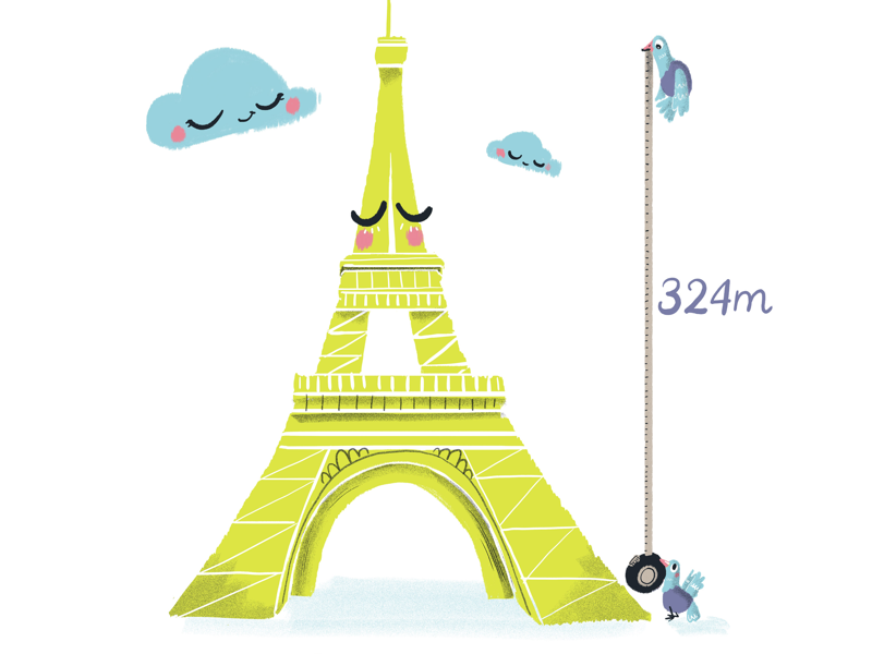 Eiffel tower landmarks cute city illustration traveling travel france paris
