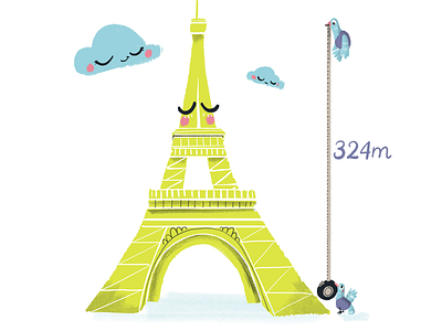 Eiffel tower city cute france illustration landmarks paris travel traveling