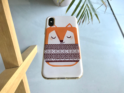 Little winter fox phone cover art licensing cute fox illustration phonecase whismical