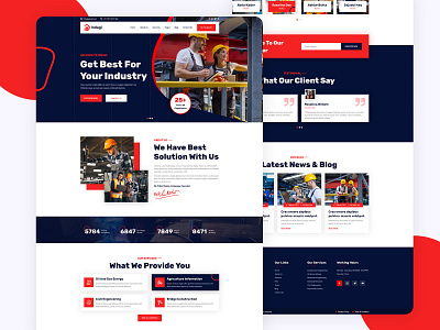 Indugi - Factory & Industrial HTML, PSD Template 2020 2021 2021 trend 2022 trend design download factory free free download graphic design html illustration indugi industrial psd template red ui web website xd