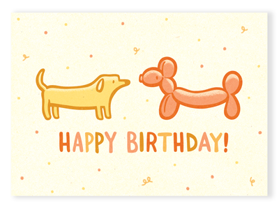 Birthday Dog Doppelgängers balloon balloon animal birthday card cute dog greeting card illustration party