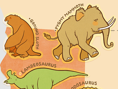 Prehistoric California california dinosaur illustration mammoth map megafauna prehistoric sloth
