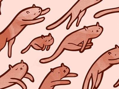 Working on a pack of cats pattern