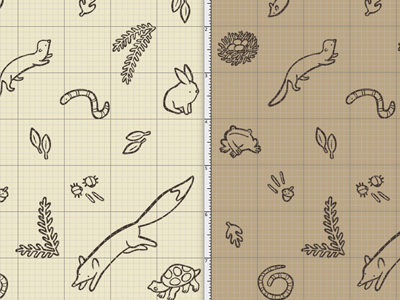 Woodsy Pattern Color Ways in Progress animals brown fox illustration pattern