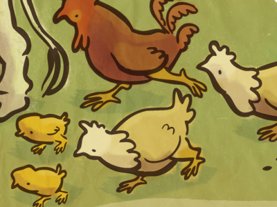 Cluck chicken farm illustration rooster