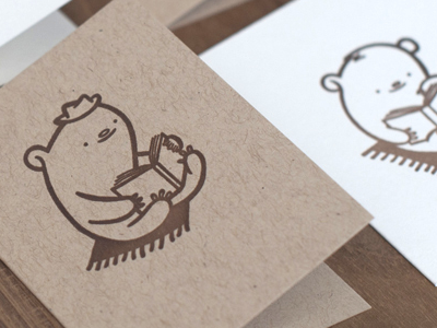 Bibliobears Letterpress Mini Cards bear cute illustration letterpress reading stationery symmetry