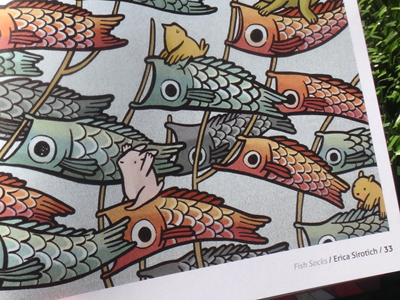 "Fish Socks" In Ammo Magazine UK, Issue 8 alligator ammo childrens illustration fish illustration magazine wind sock windsock