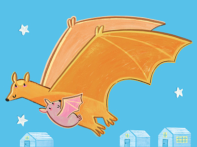 Bat Mama bat childrens cute drawing illustration illustrator kids photoshop