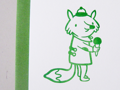 Letterpress Pick Me Up Card, Fox card cute fox green illustration letterpress stationery