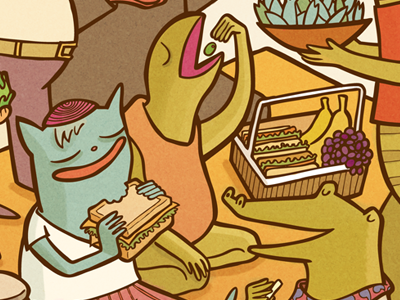 Picnickers! character drawing food illustration picnic