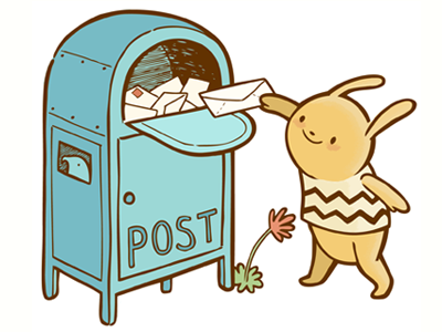 Mail Bunny for Contact Page bunny character contact page cute illustration mail post