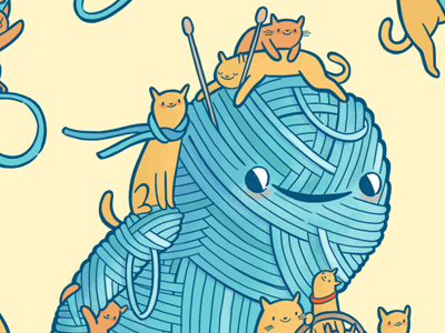 Yarn Man cat character illustration yarn