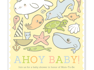 Ahoy Baby Shower Invite baby baby shower cute illustration invitation stationery