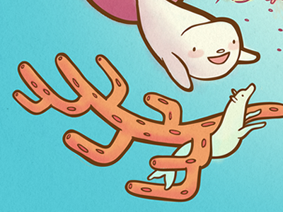 Mermaid Print Color Progress childrens illustration coral illustration nautical ocean sea seahorse seal