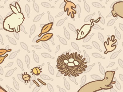 New Pattern for Fall, "Leaf Litter" animals autumn cute fall illustration leaves nest pattern surface design woods