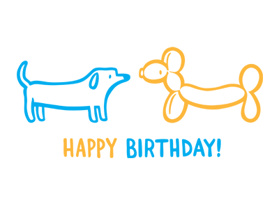 Happy Birthday Long Dogs balloon birthday dog illustration letterpress