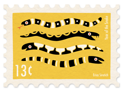 Year of the Snake Stamp chinese new year design illustration philately postage snake stamp year of the snake