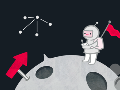 Spaceboy exploring an asteroid asteroid astronaut constellation cute illustration moon space