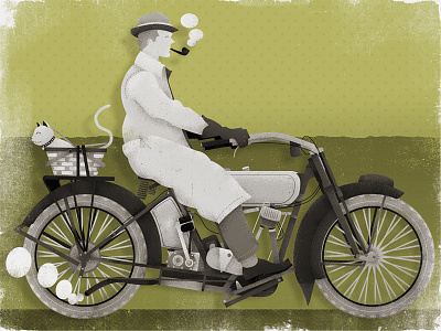 Rip Roarin' cat drawing grunge illustration motorcycle vector vintage