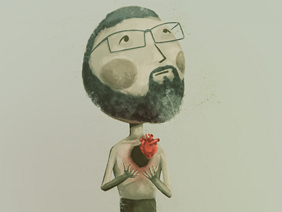 Self Portrait beard heart illustration