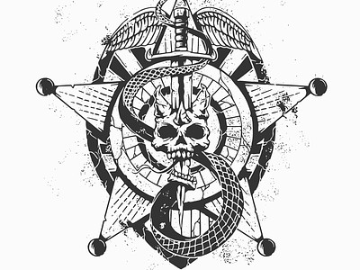 “Overcome Evil With Good” badge skull skulls snake