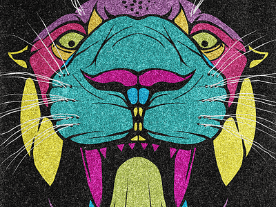 Neon Tiger animals color design drawing graphic illustration poster texture tiger